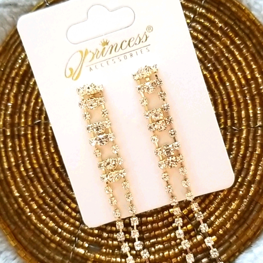 3 for $15 Delicate Long Crystal Earrings